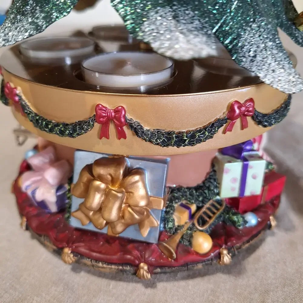 PartyLite Musical Glowing Christmas Tree P7920 Tea Light Candle Holder Works 15